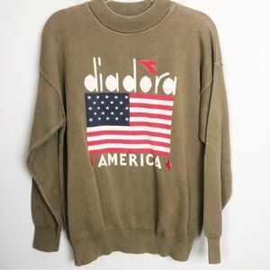 DIADORA SOCCER | Vintage Green Patriotic America Sweater Unisex Size Medium